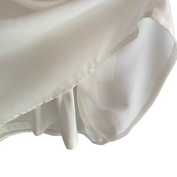 Lulu's Short Dress Large Slit Sleeves V-Neck Lined Creamy White Minimalist - Picture 10 of 13